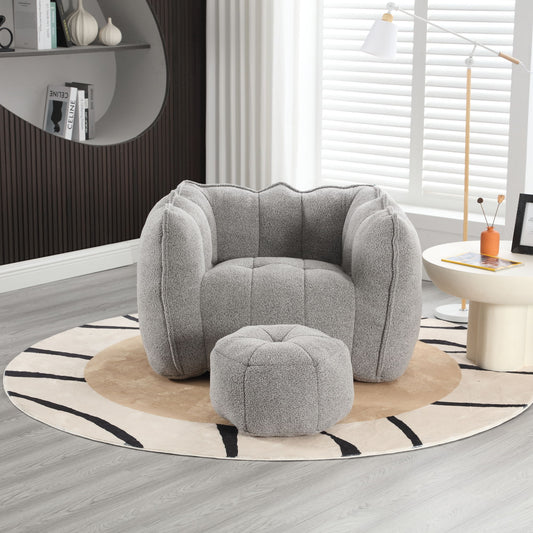 Soft Bean Bag Chair With High Resilient Foam (Chips) - Gray