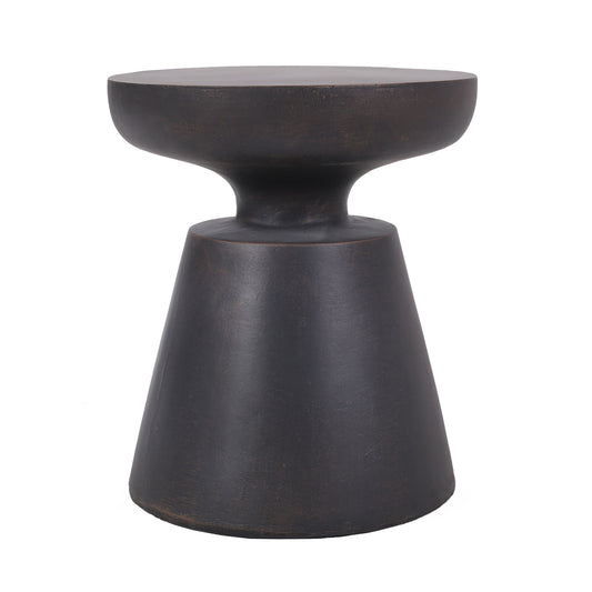 Outdoor Lightweight Concrete End Table With Half Sphere Top - Copper