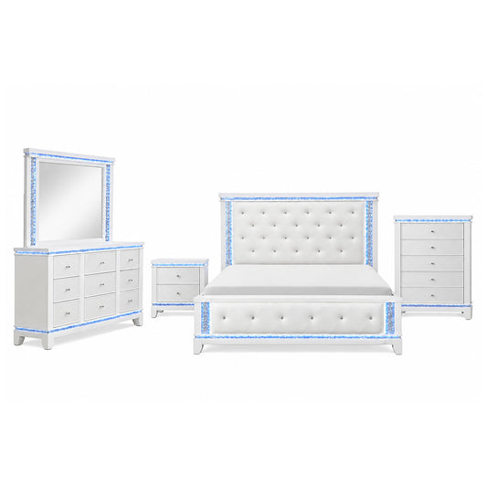 Adalid - 5 Pieces Bedroom Set With LED Lights And Glittered Detailing