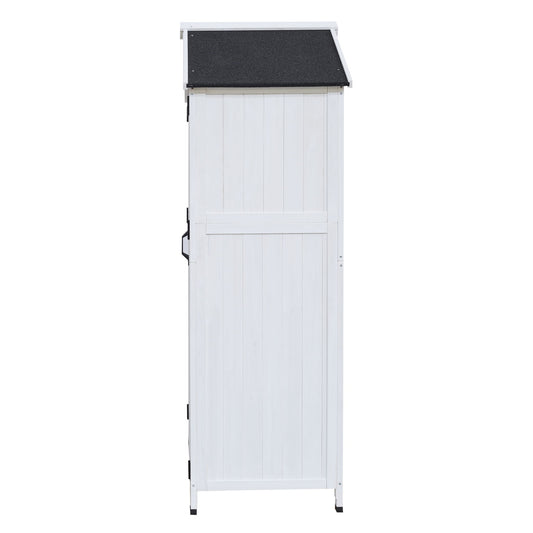 Storage Shed With Double Doors For Outdoor Garden Tool Organization - White