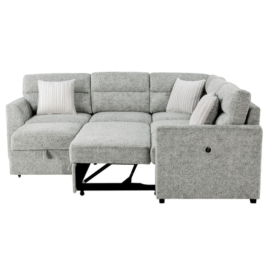 Emiliano - Sectional Sofa With 3 Pillows - Nickel