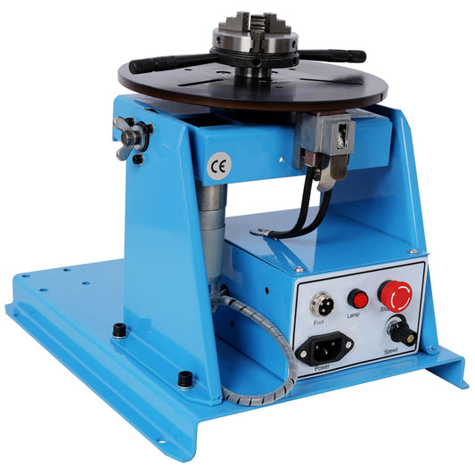 Portable Rotary Welding Positioner With 3 Jaw Lathe Chuck, 0 - 90° Turntable - Blue