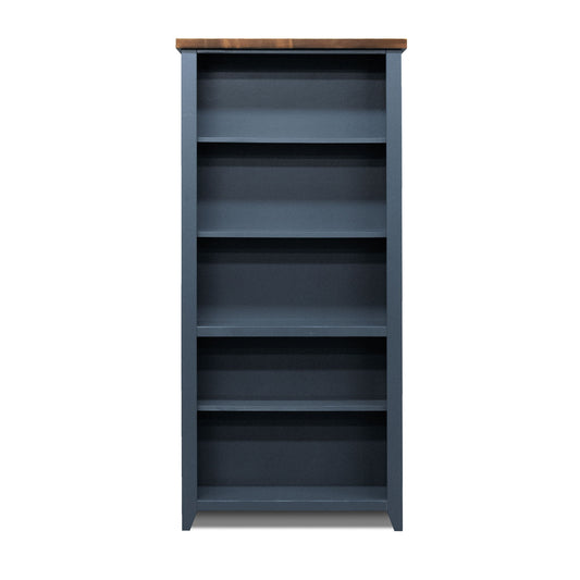 Nantucket - 5 Shelf Bookcase - Blue Denim / Whiskey