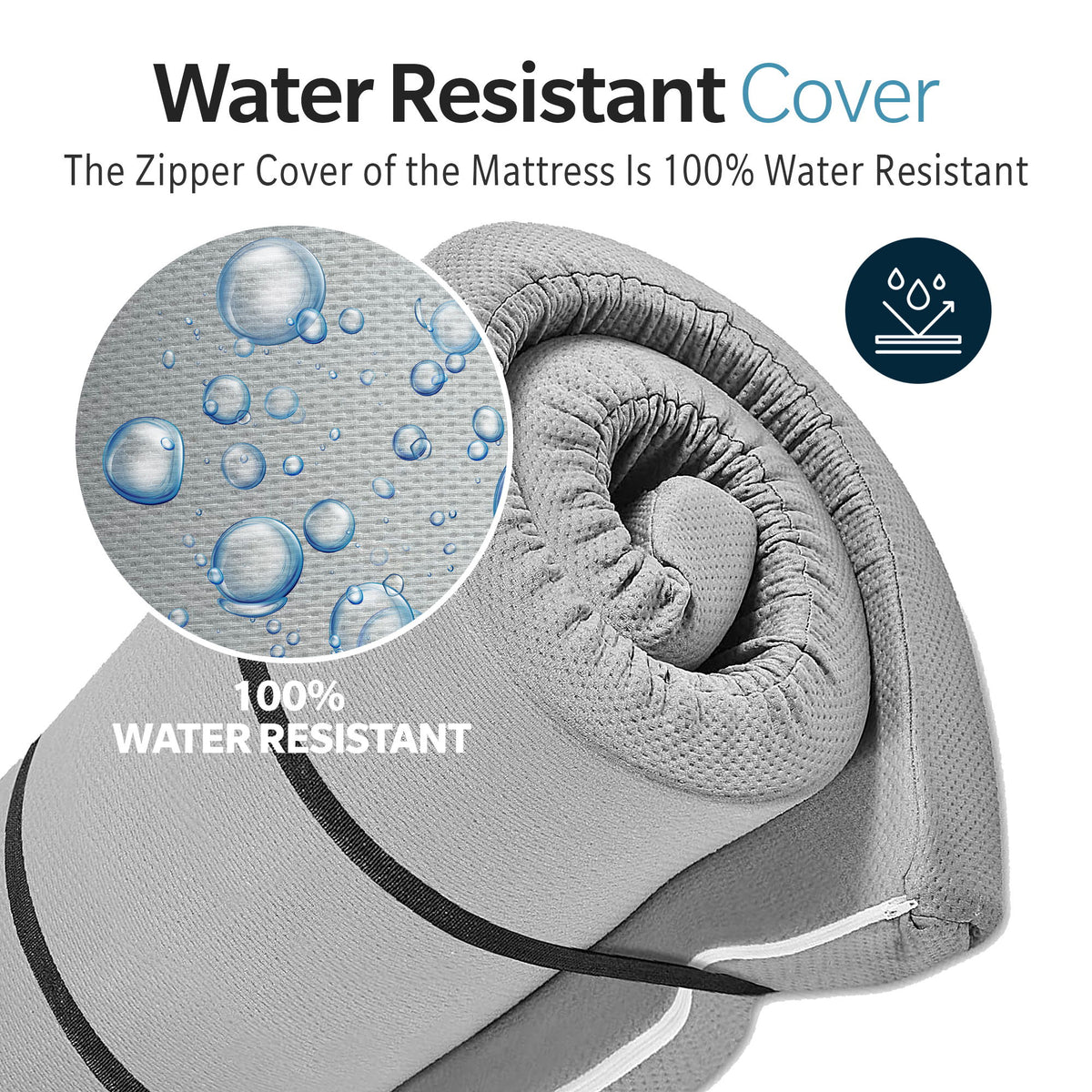Memory Foam Camping Mattress, Foldable, Portable Comfort With Water Resistant Cover