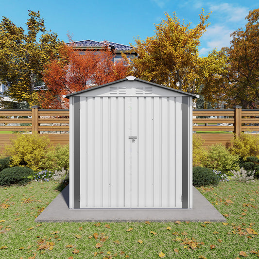 Garden Tool Shed Metal Storage Shed With Peaked Roof Waterproof Lockable Door