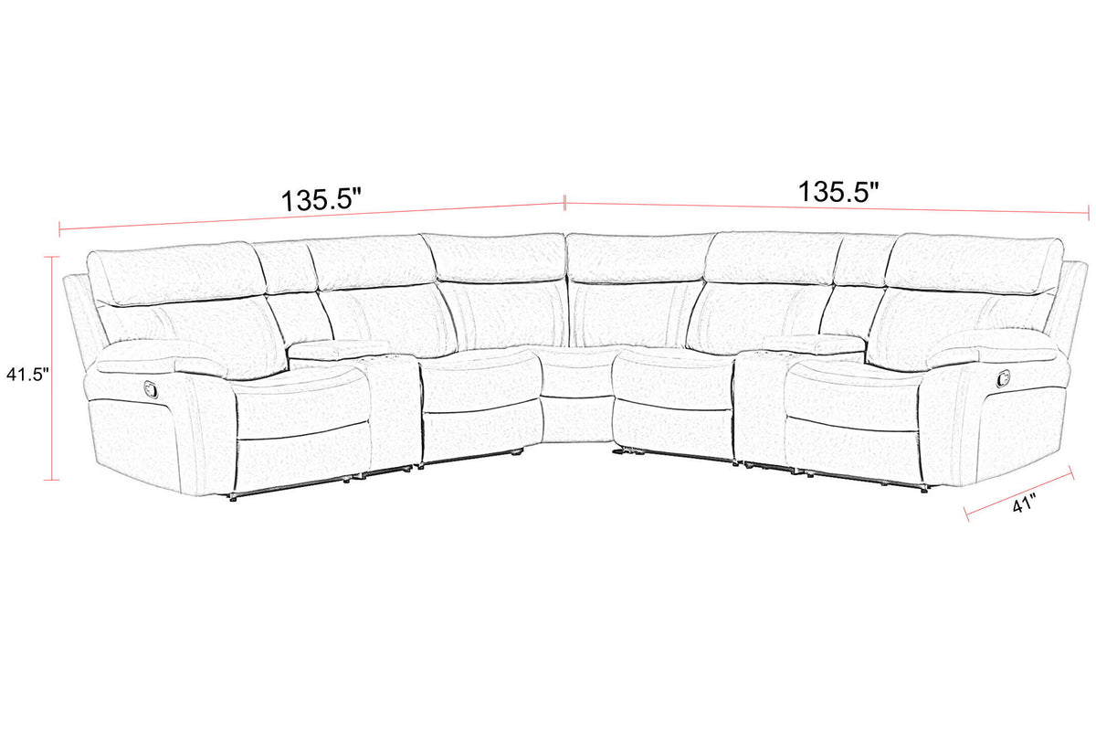 Theon - 7 Piece Modular Manual Reclining Sectional And Entertainment Console - Light Brown