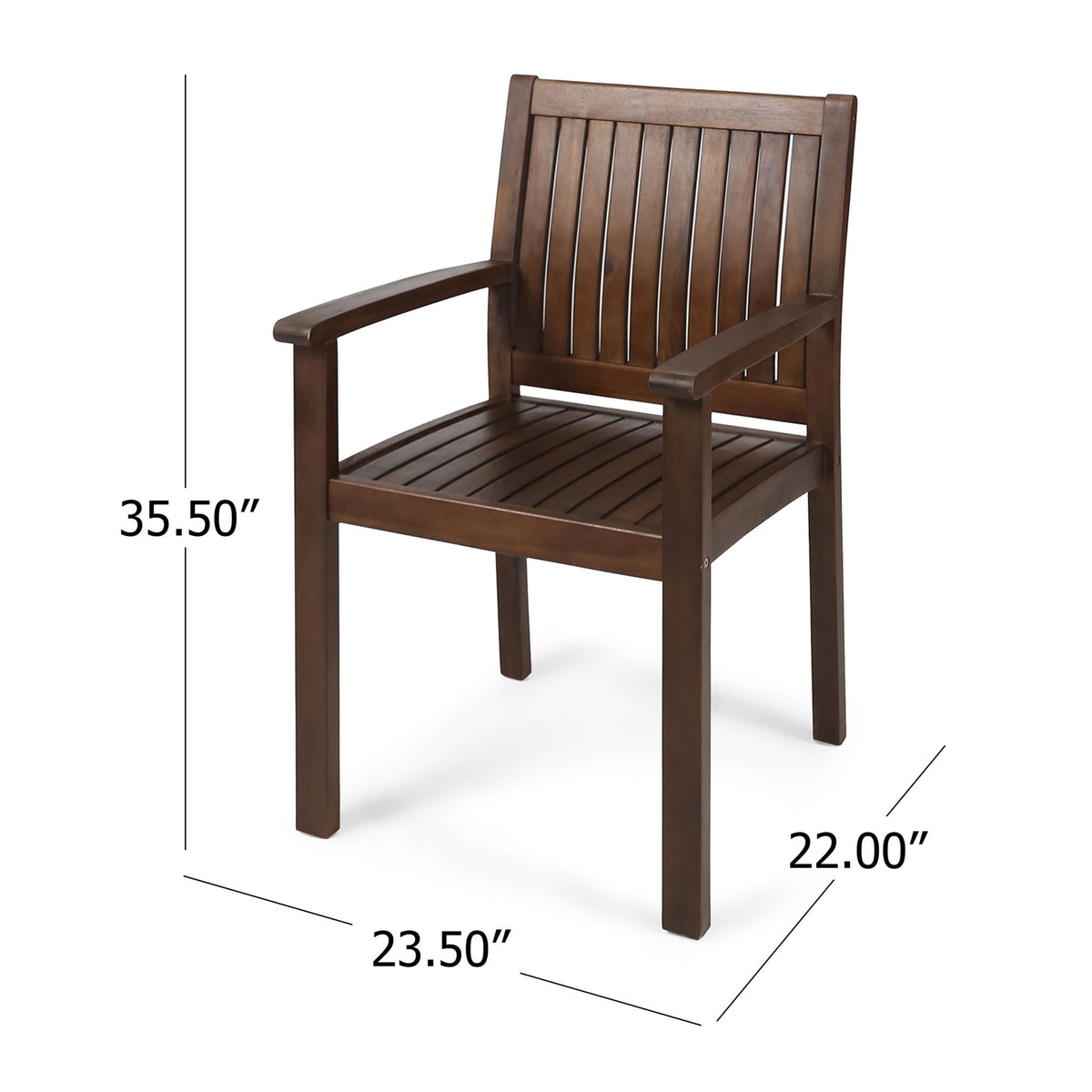 Wilson - Rustic Dining Chair Acacia Wood With Slat Panel Design (Set of 2) - Dark Brown