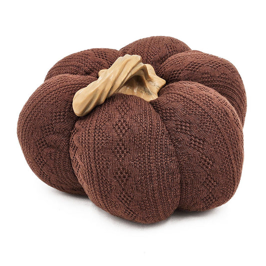 Pumpkin Ornament Decor For Holiday Harvest Festival Fall Festival & Thanksgiving (Set of 2) - Dark Brown