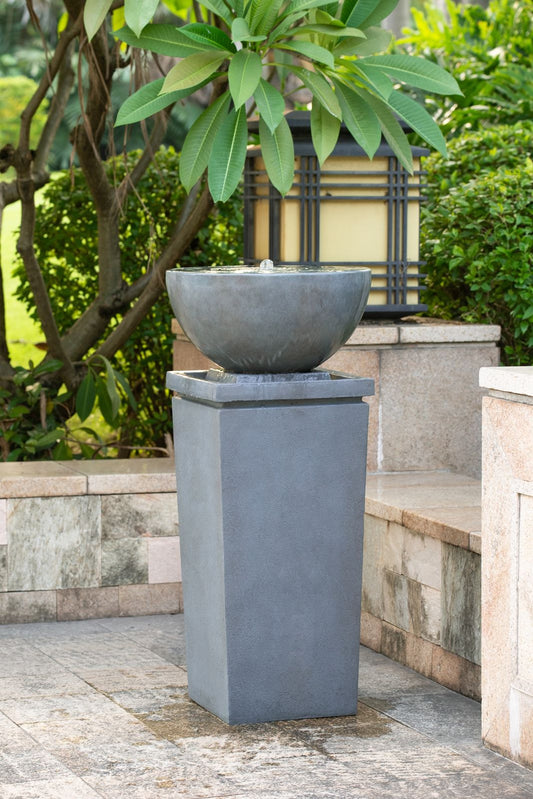 Zen Bowl Water Fountain, Outdoor Bird Feeder / Bath Fountains, Relaxing Water Feature For Garden