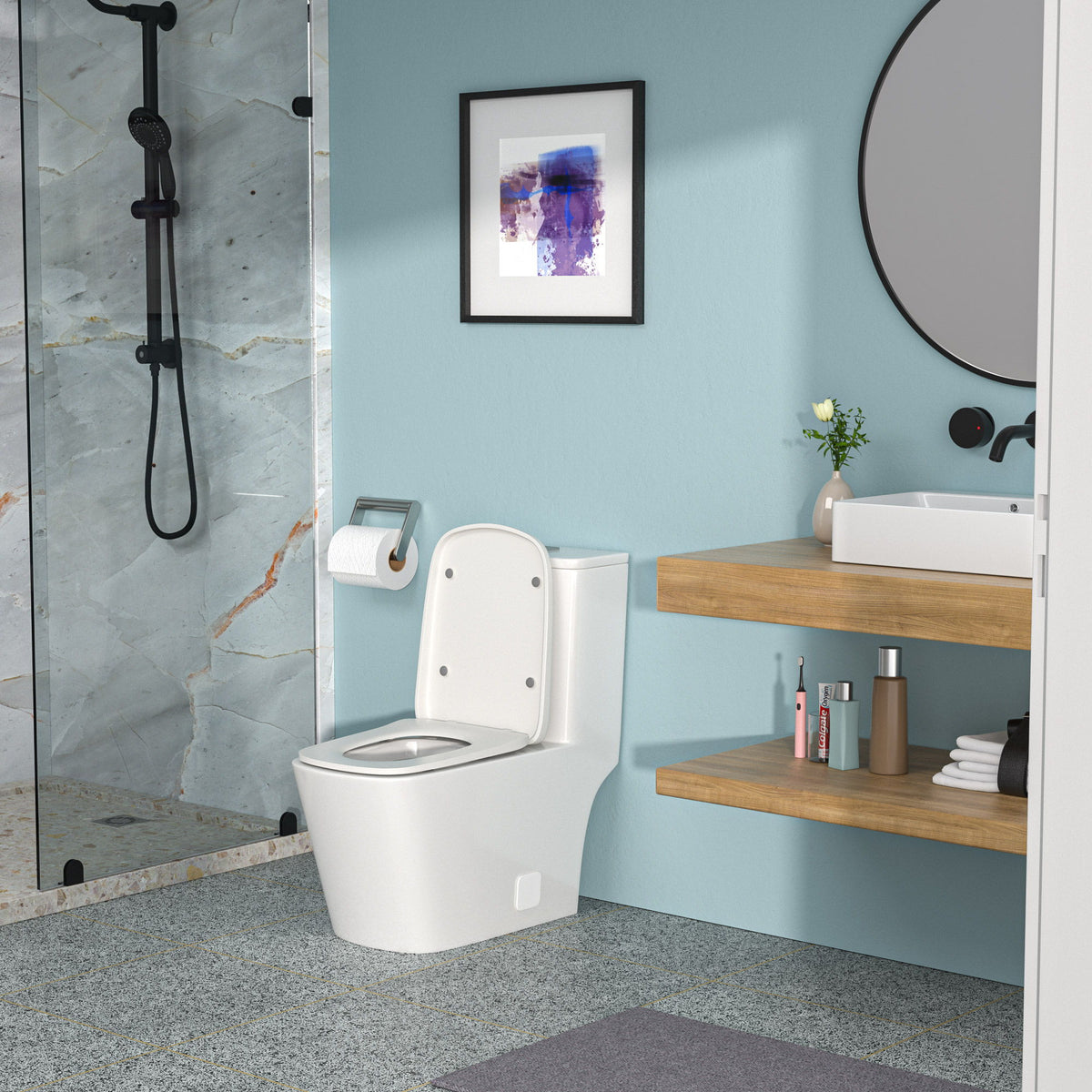 1 Piece Toilet & Dual Flush And Soft Closing Seat - White