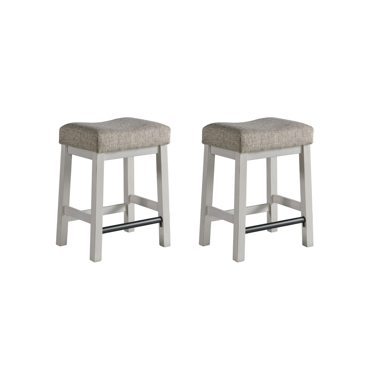 Drake - Backless Stool - Rustic White / French Oak