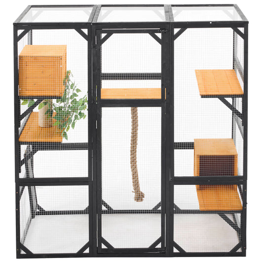Outdoor Cat House, Diy Cat Enclosure Catio With Double Enter Doors