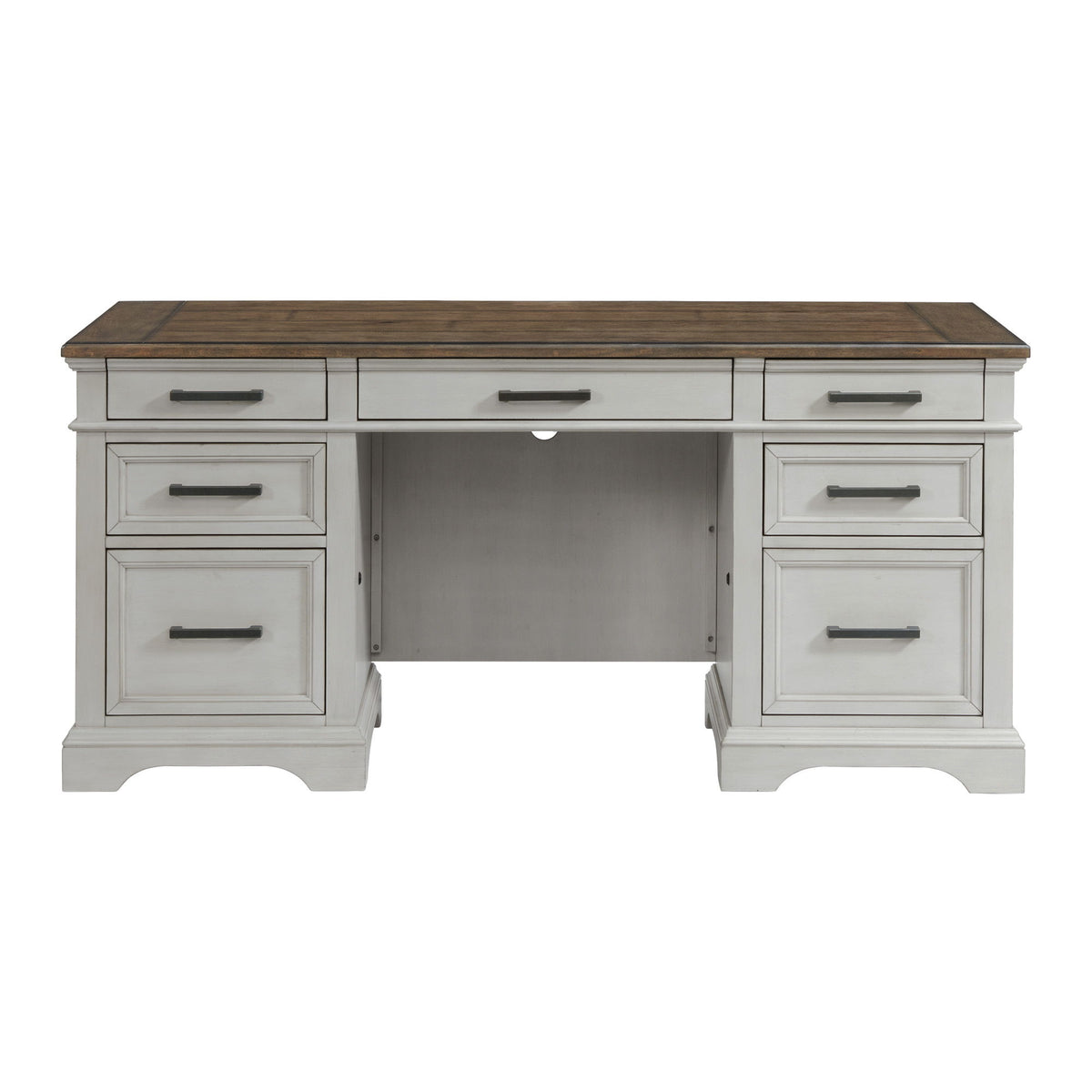 Drake - Executive Desk - Rustic White / French Oak