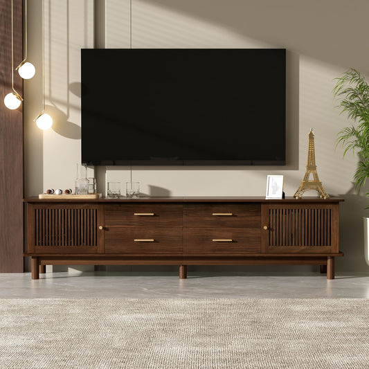 TV Stand For 85" TVs, 4 Smooth Glide Drawers - Walnut