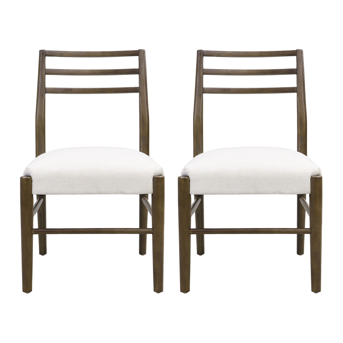 Farmhouse Style Dining Chair Set With Ladder Back Design - Beige