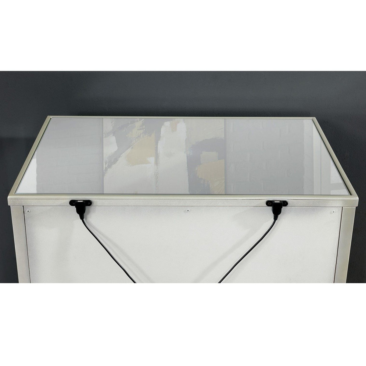 Nightstand With Mirror Panels - Silver