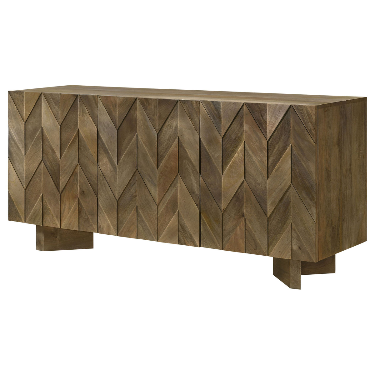 Roman - 3 Door Server With Chevron Design - Brown