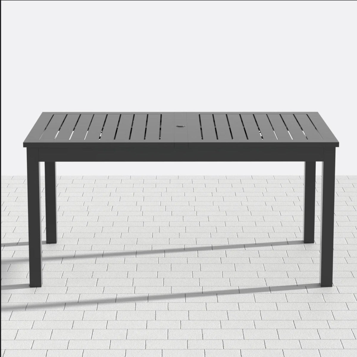 Extendable Outdoor Dining Table, All Weather, Slatted Top, Rust Proof - Gray