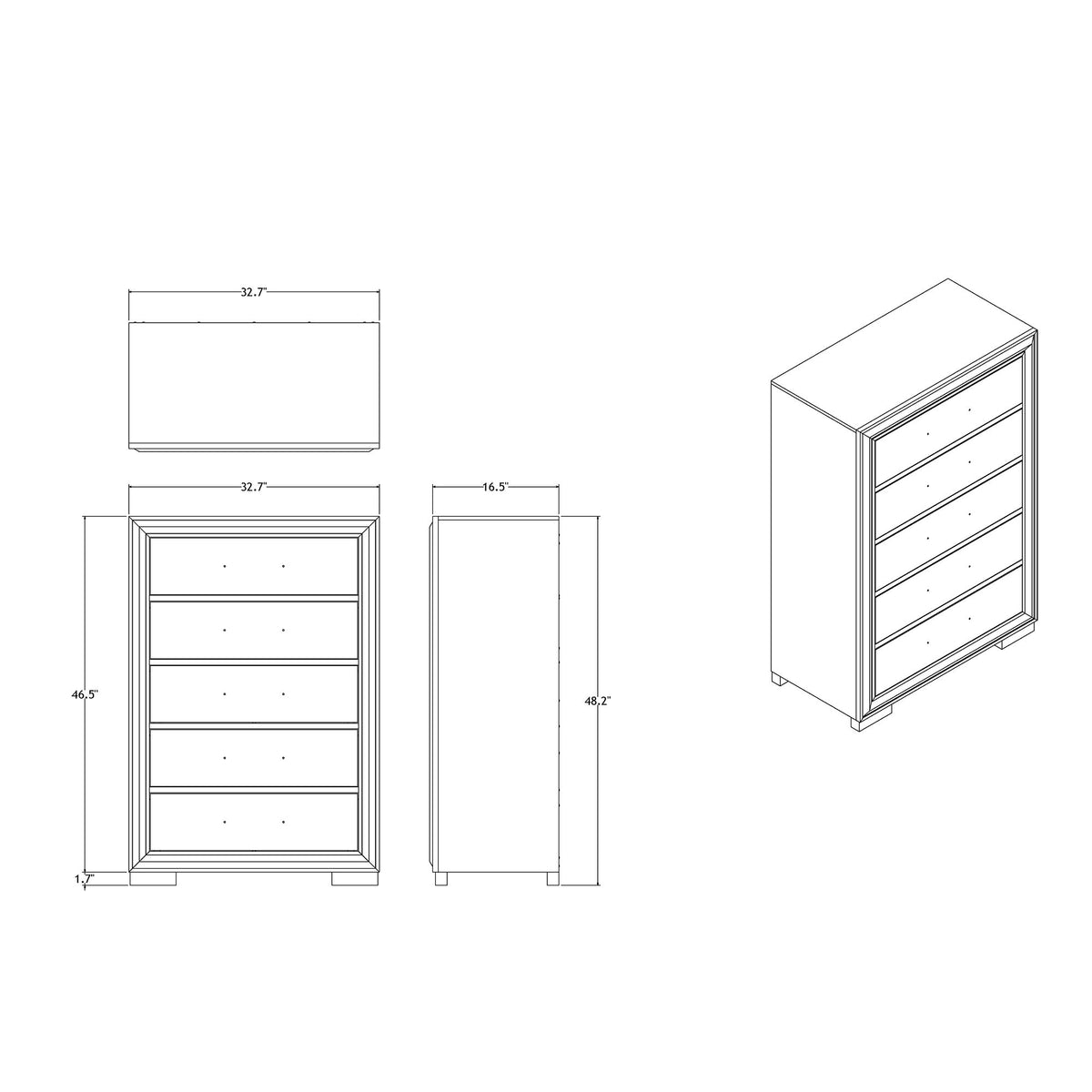 Adelaide - Chest 5 Drawer Storage Unit