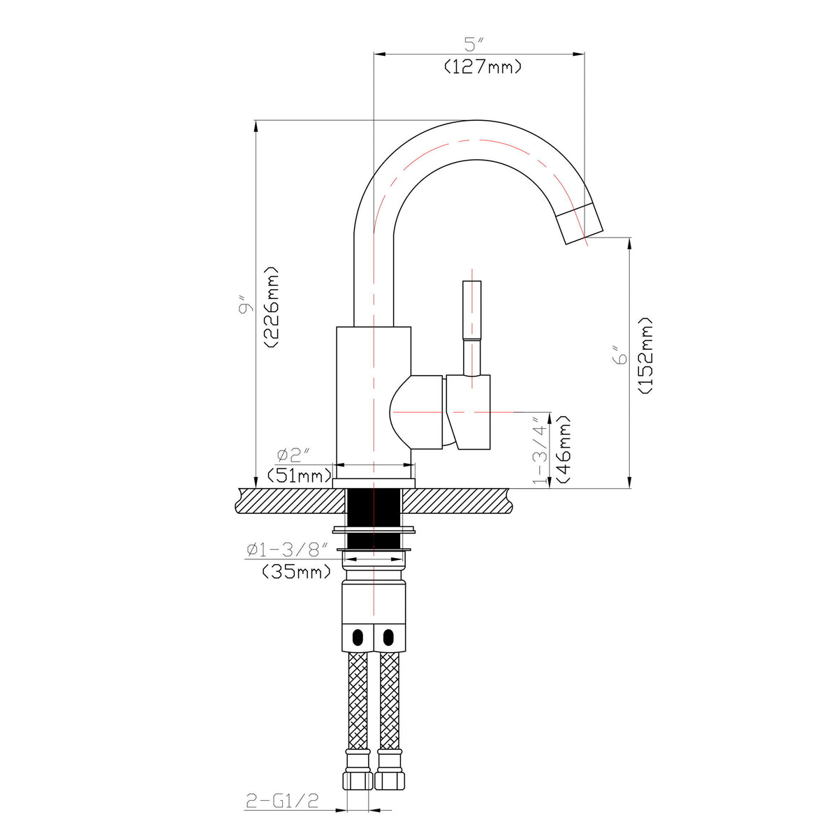 Modern Bathroom Faucet Single Hole Single Handle