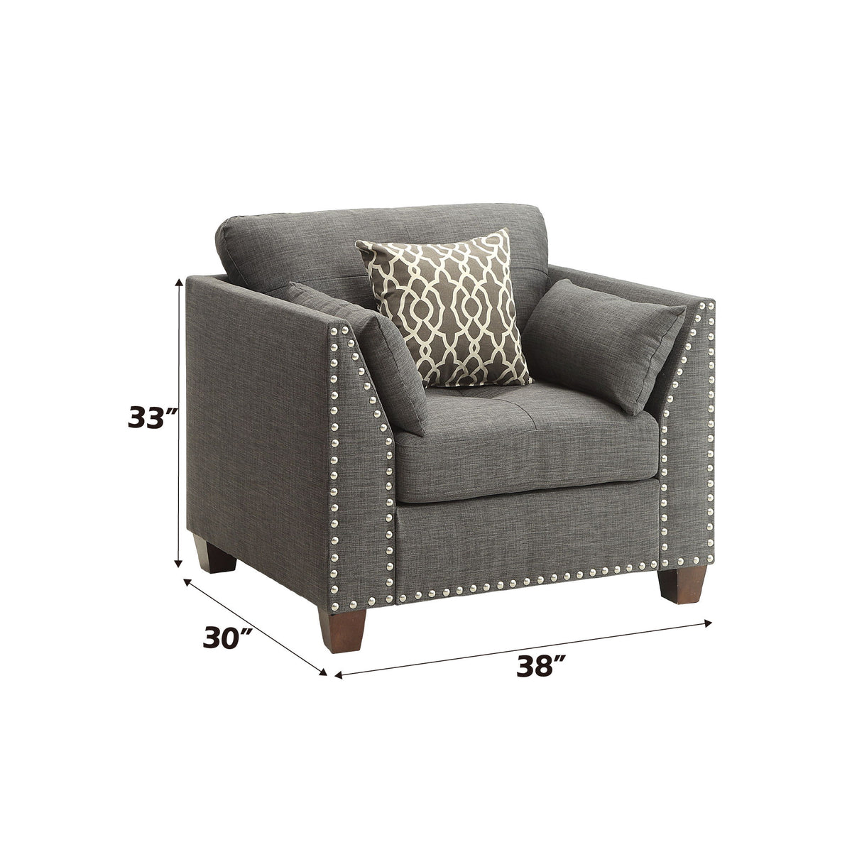 Laurissa - Chair With 3 Pillows - Light Gray
