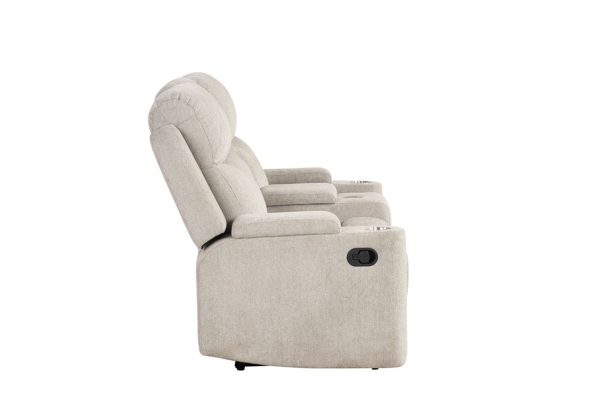 Galya - Motion Loveseat With Console - Light Gray
