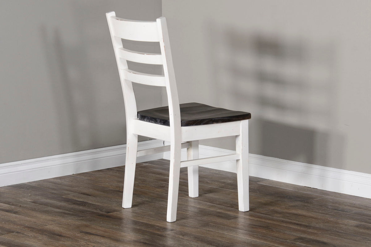 Carriage House - Wood Ladderback Dining Chair (Set of 2) - Cottage White / Europen Dark