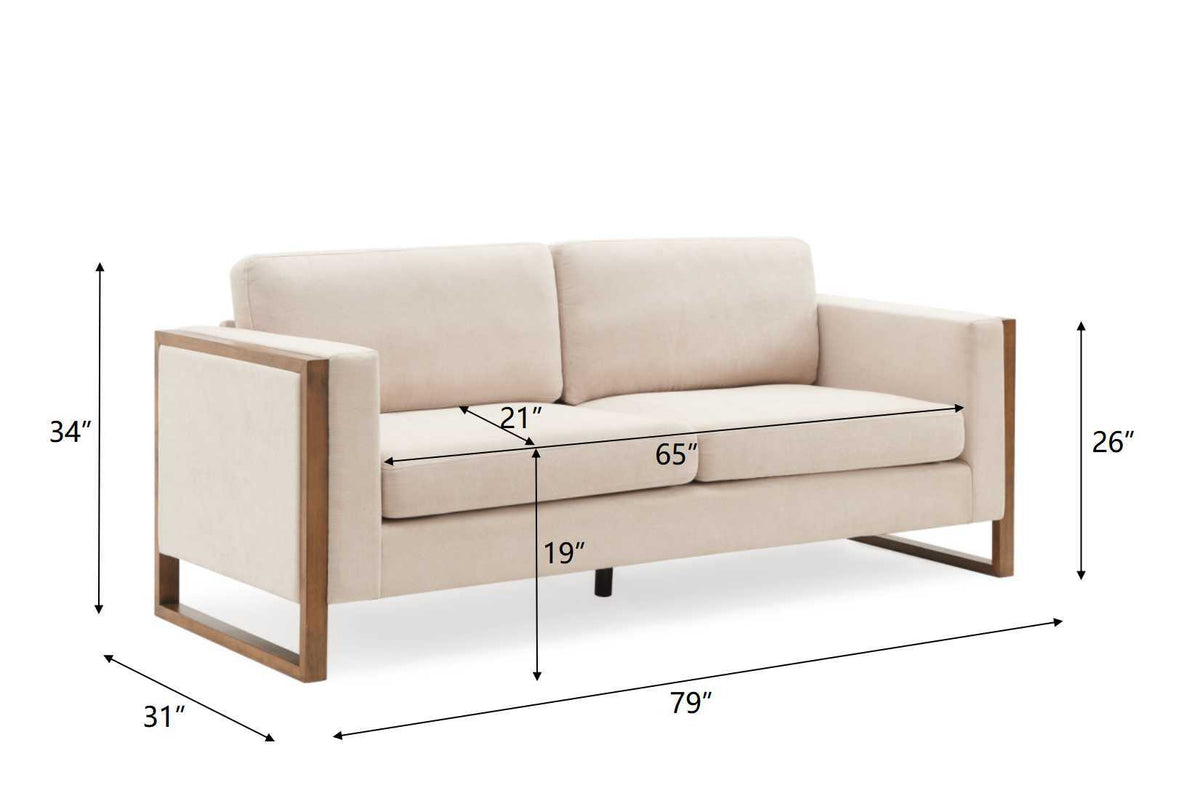 Modern Sofa With Solid Wood Legs, 3 Seater