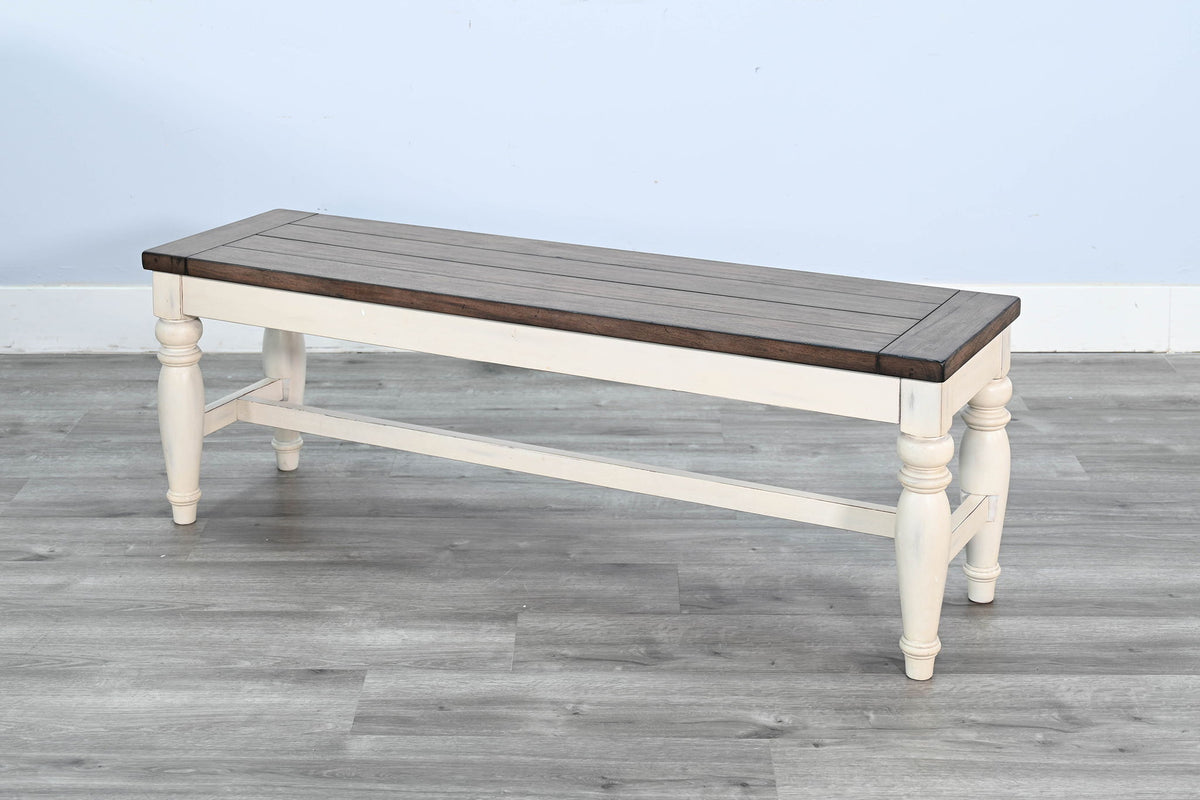 Pasadena - Bench With Mindi Veneer Seat - Buckskin / Marble White