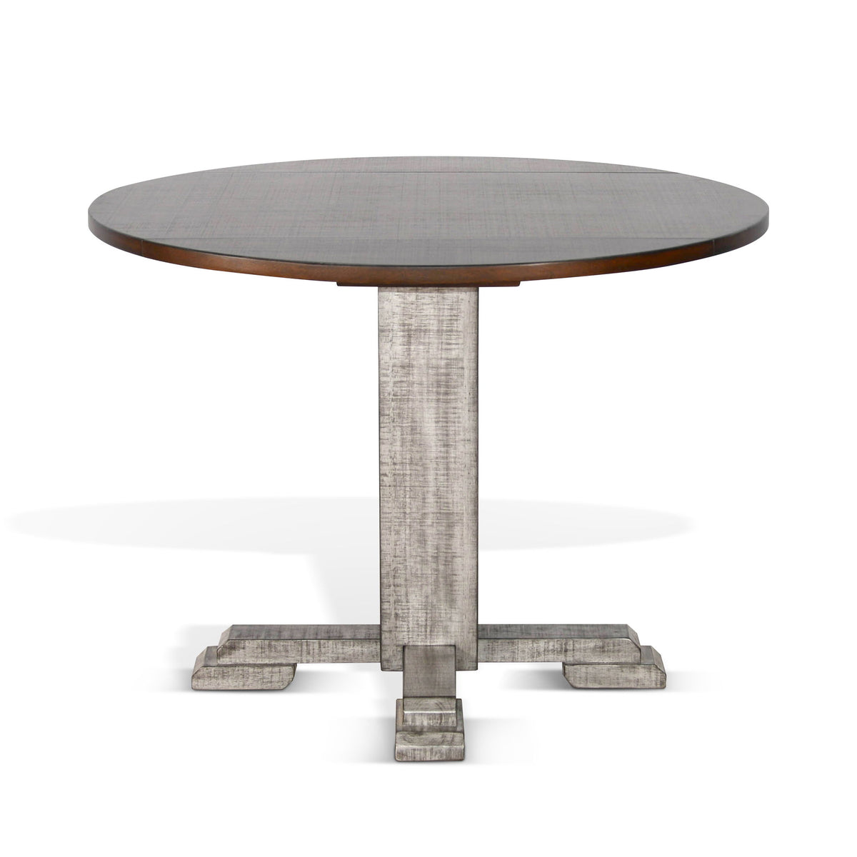 Homestead Hills - Drop Leaf Round Table - Tobacco Leaf / Alpine Gray