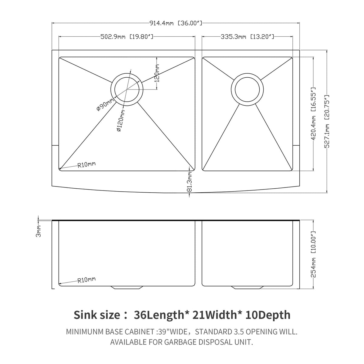 Double Bowl Farmhouse Sink, Stainless Steel Apron Front