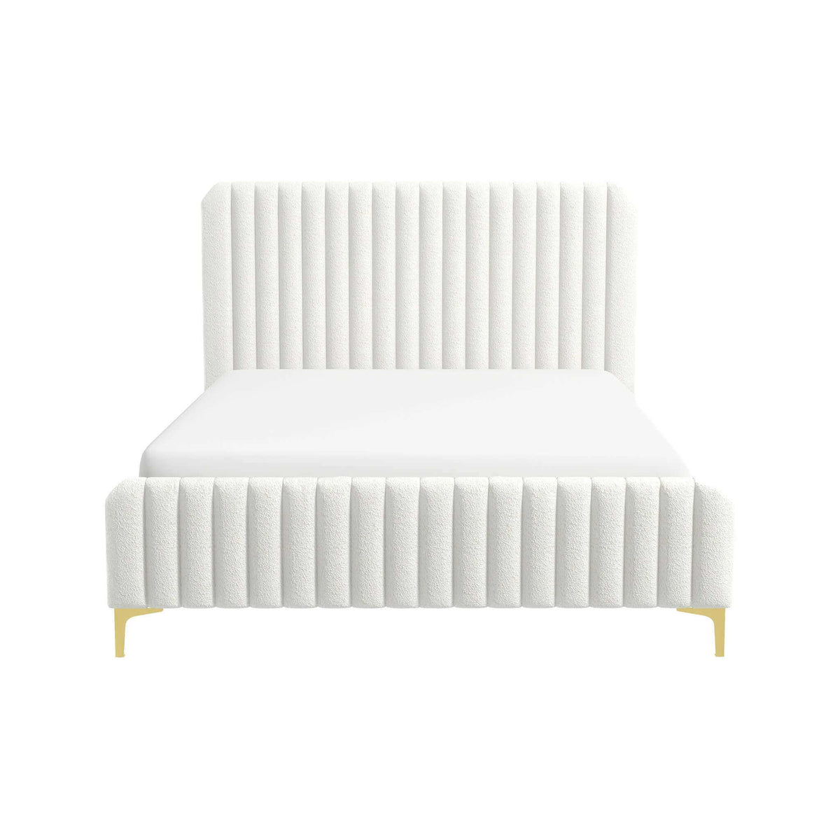 Valery - King Size Platform Bed - Cream