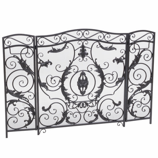 Mariella - Traditional Floral Iron Fireplace Screen With Ornate Design