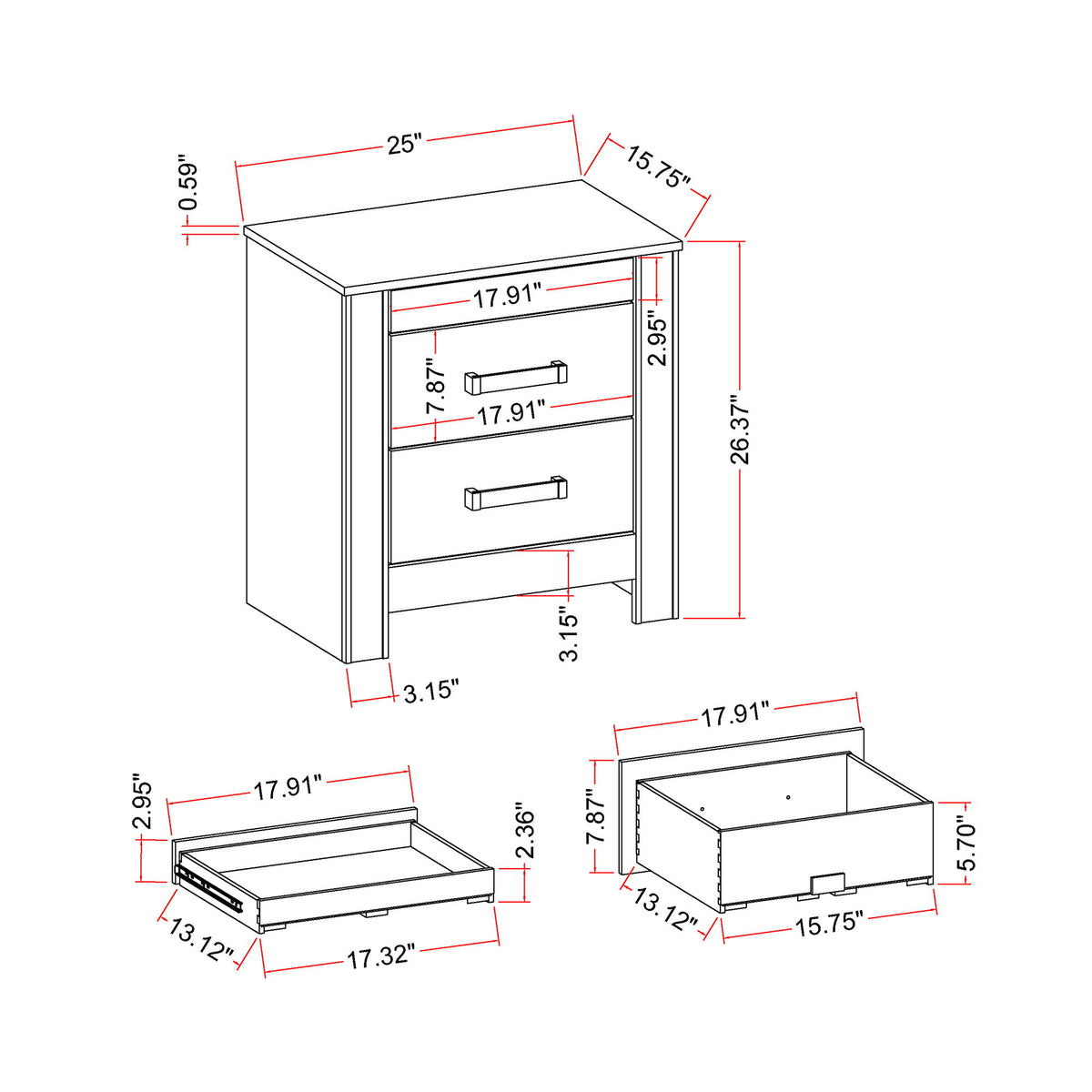 Lorenzo - Nightstand With Hidden Compartment And Handles - Silver
