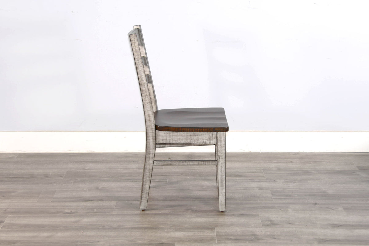 Homestead Hills - Ladderback Chair, Wood Seat (Set of 2) - Tobacco Leaf / Alpine Gray