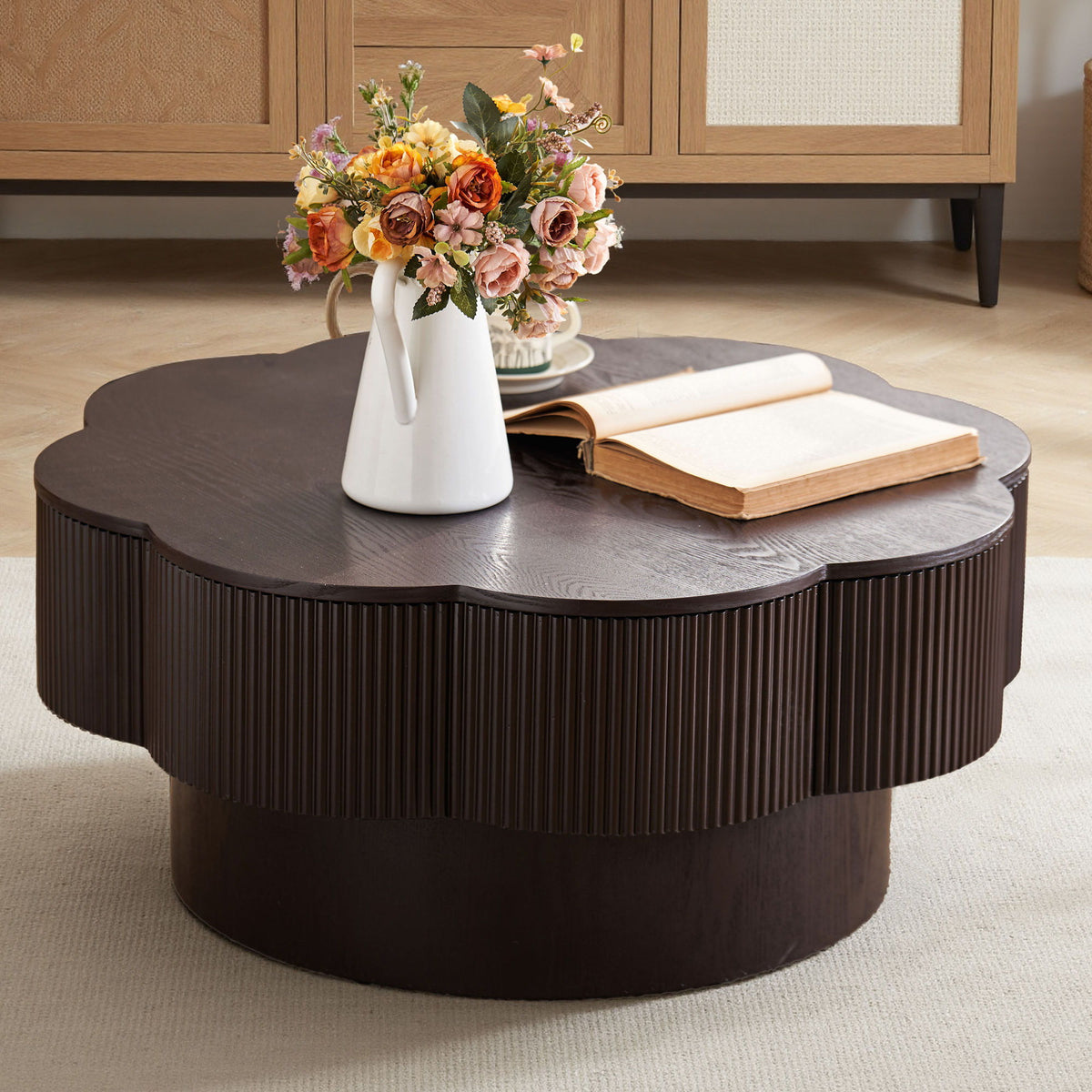 Modern Plum Blossom Shaped Coffee Table With Storage