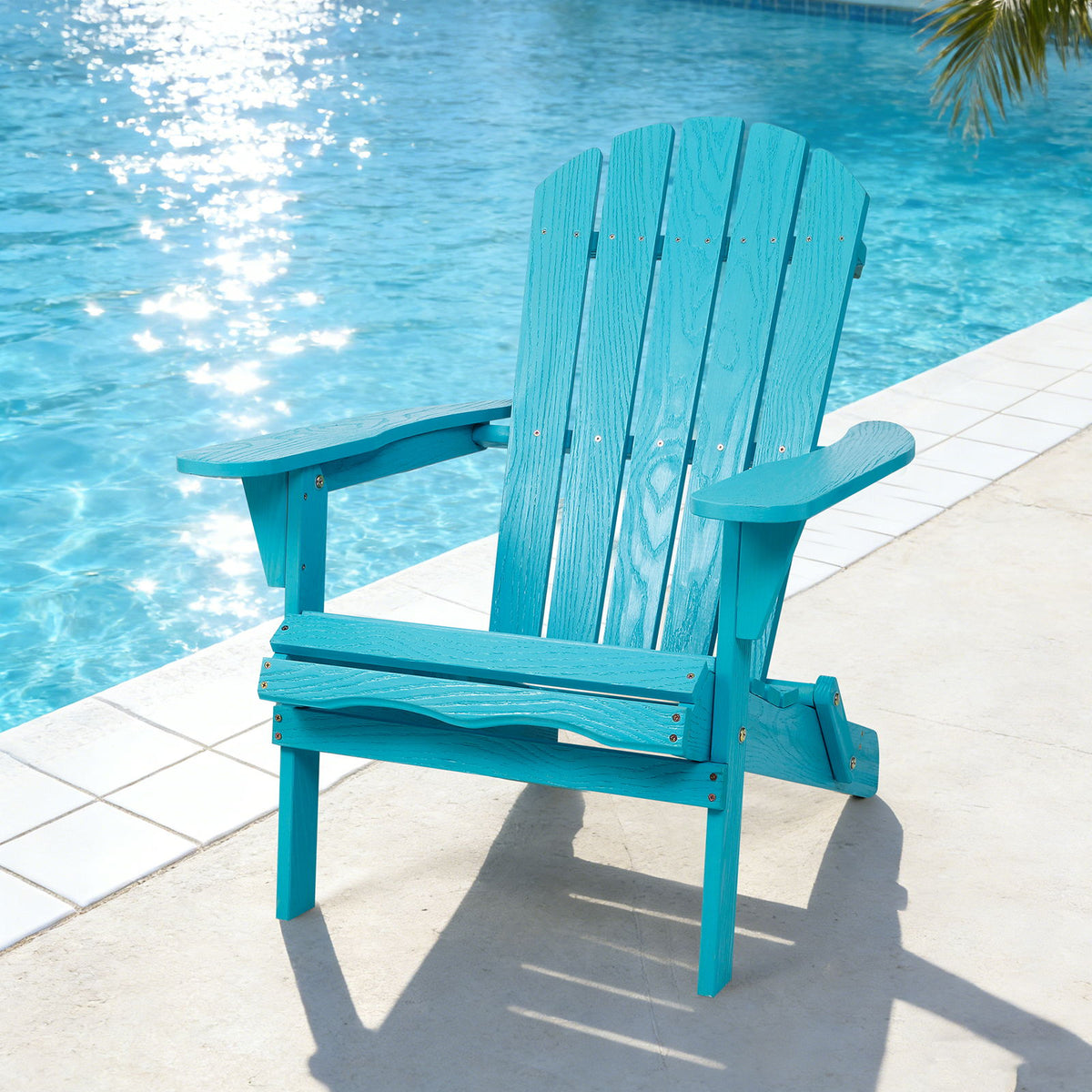 Lounge Patio Chair For Garden Outdoor Folding Embossed Adirondack - Turquoise Blue