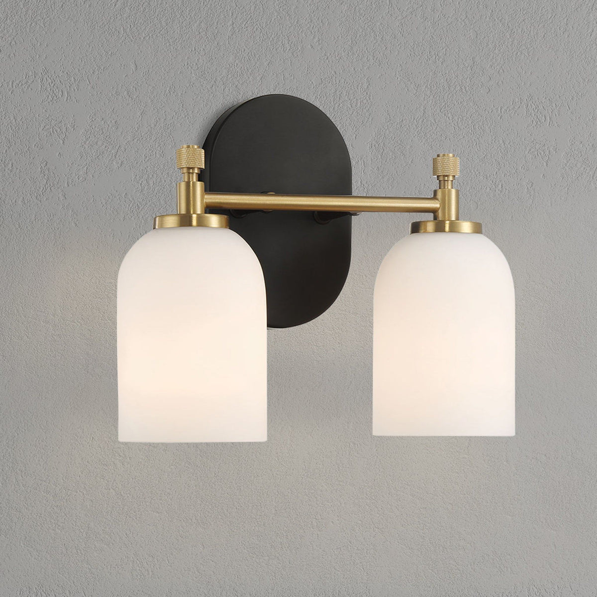 Vortex - 2 Lights Vanity In Style For Over Bathroom Mirror Wall Sconce - Black / Gold / White