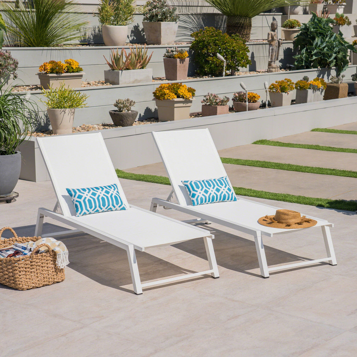 Myers - Modern Chaise Lounge Set With Adjustable Back