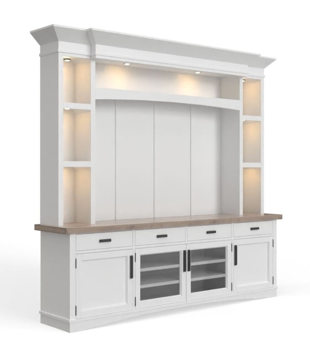 Americana Modern - TV Console with Hutch, Backpanel and LED Lights