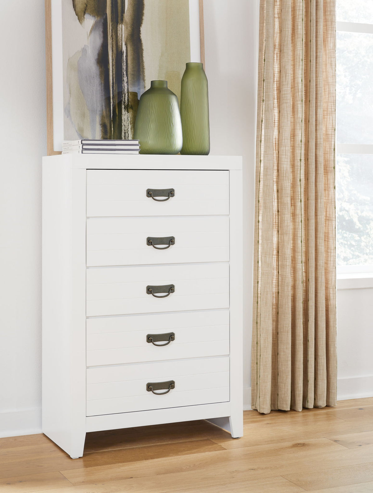Binterglen - 4 Pc. - Dresser, Mirror, Chest, Twin Panel Bed - White