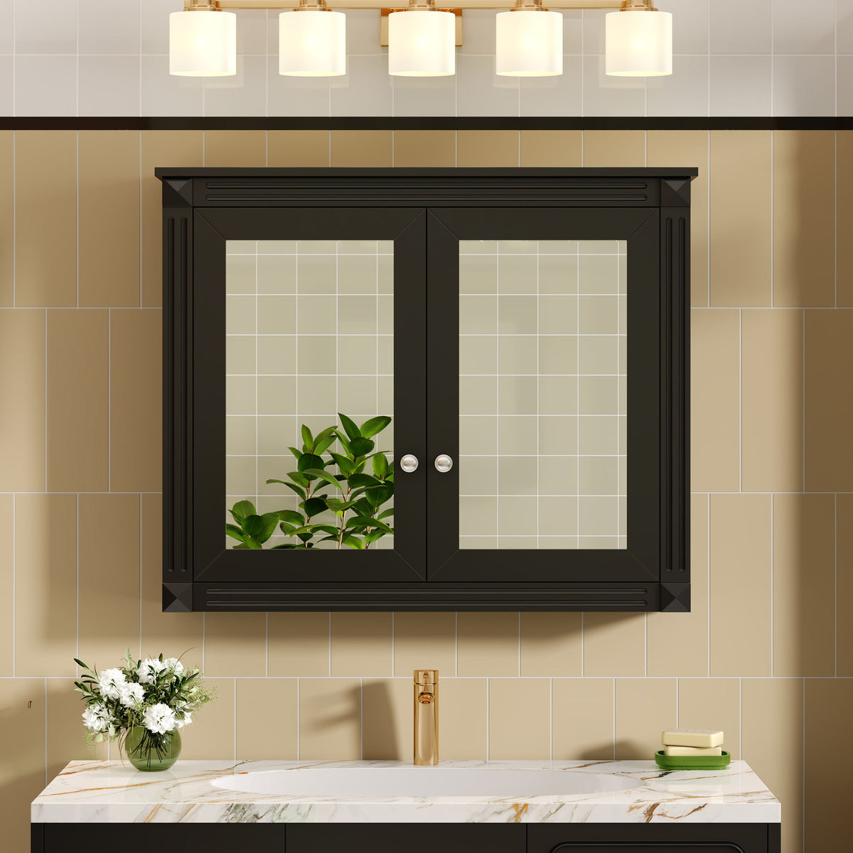 Wall-Mounted Medicine Cabinet With 2 Mirrors, Adjustable Shelves