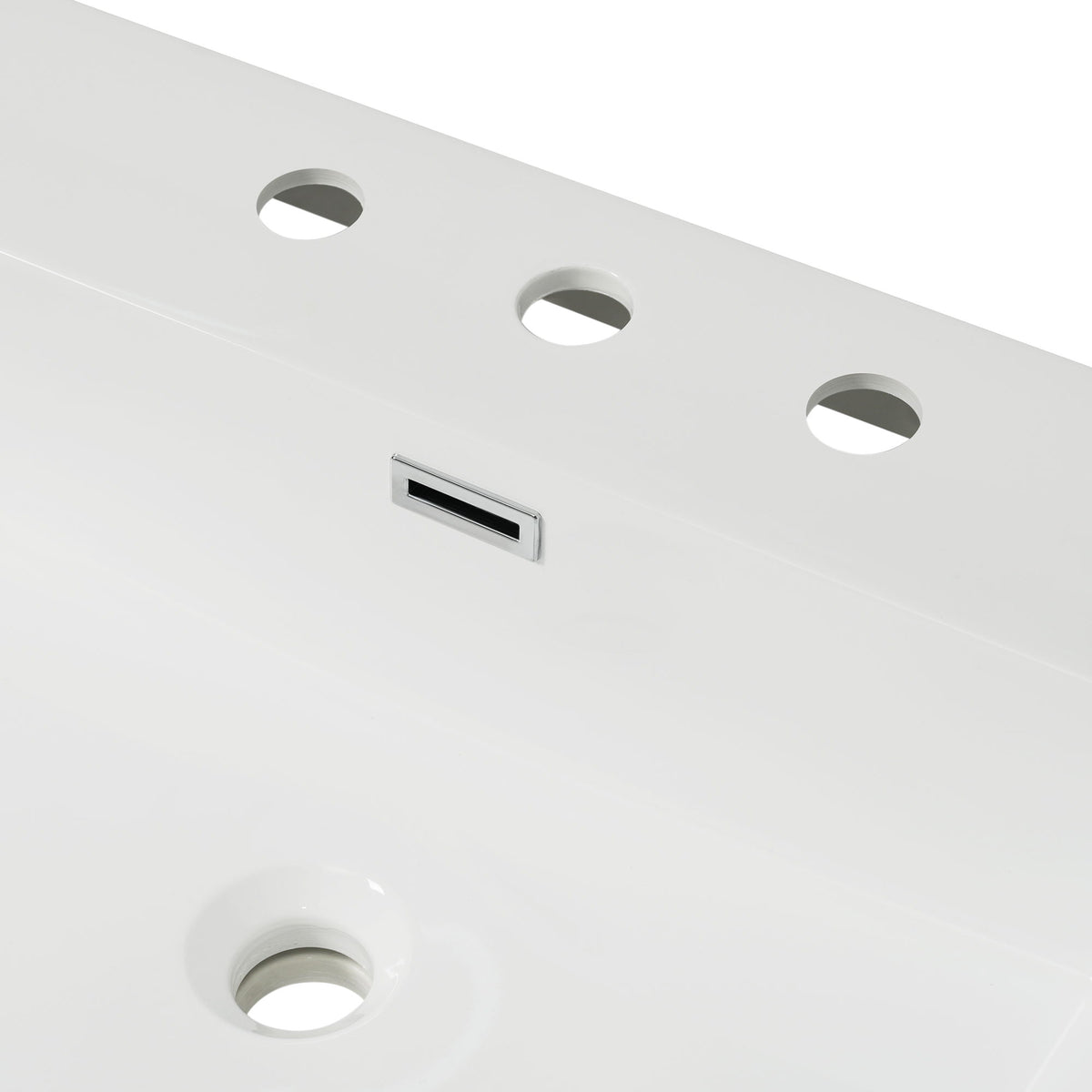 Vanity Top With 3 Faucet Holes, Rectangular Basin For Bathroom - White