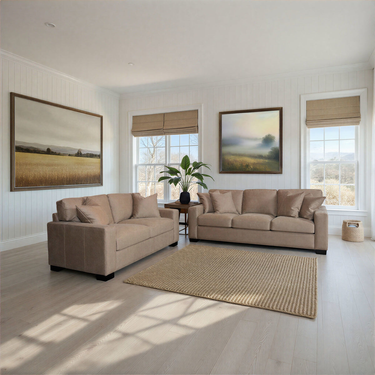Dexter - Loveseat With 4 Pillows - Taupe