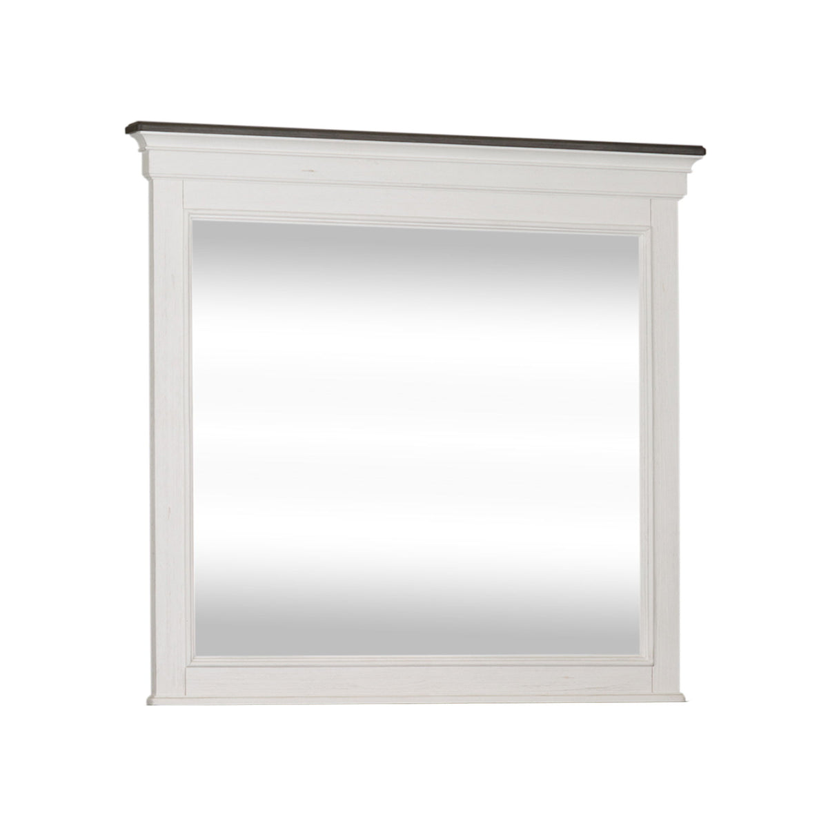 Allyson Park - Crown Mirror - Wirebrushed White / Charcoal