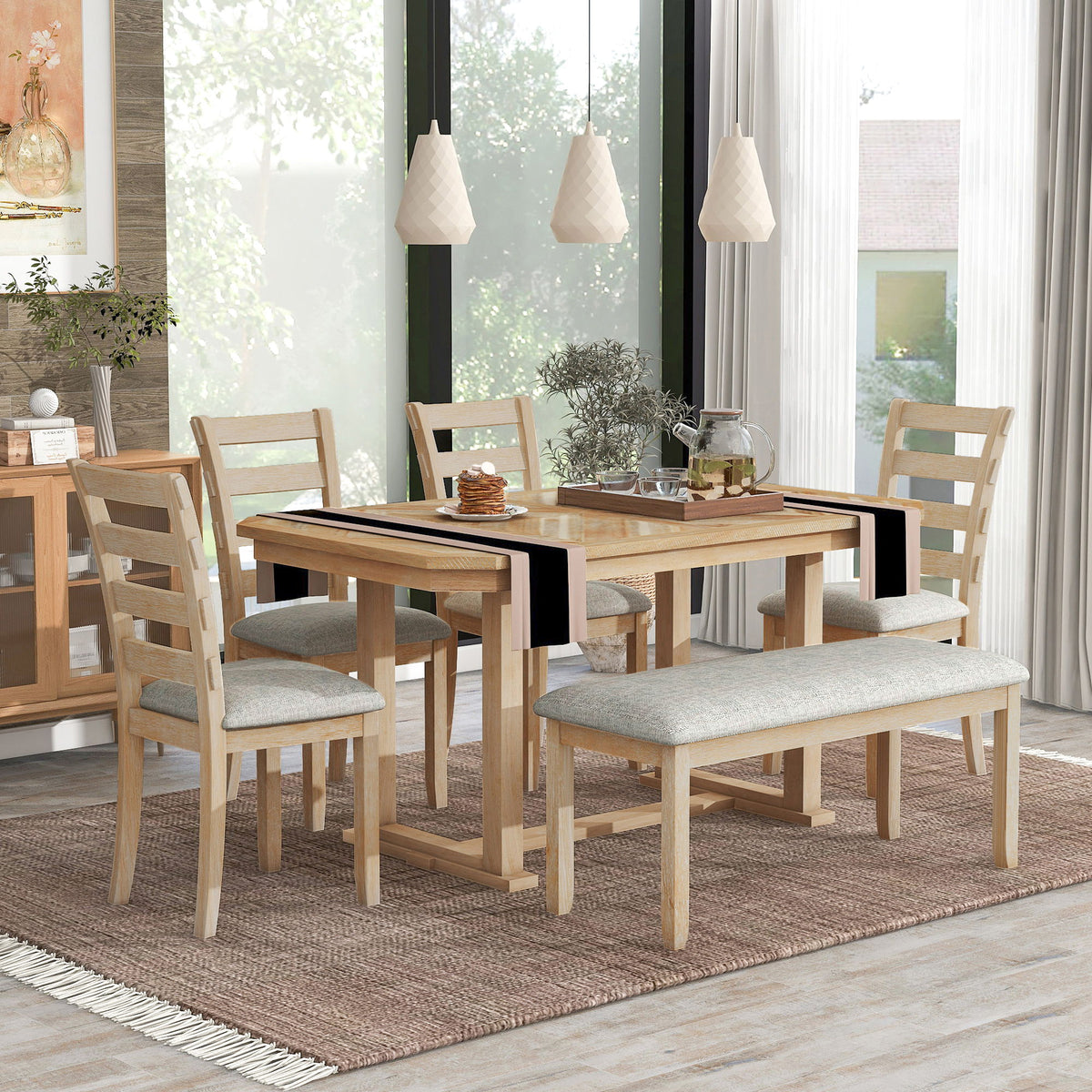 6 Piece Dining Table Set With Ergonomic Seating