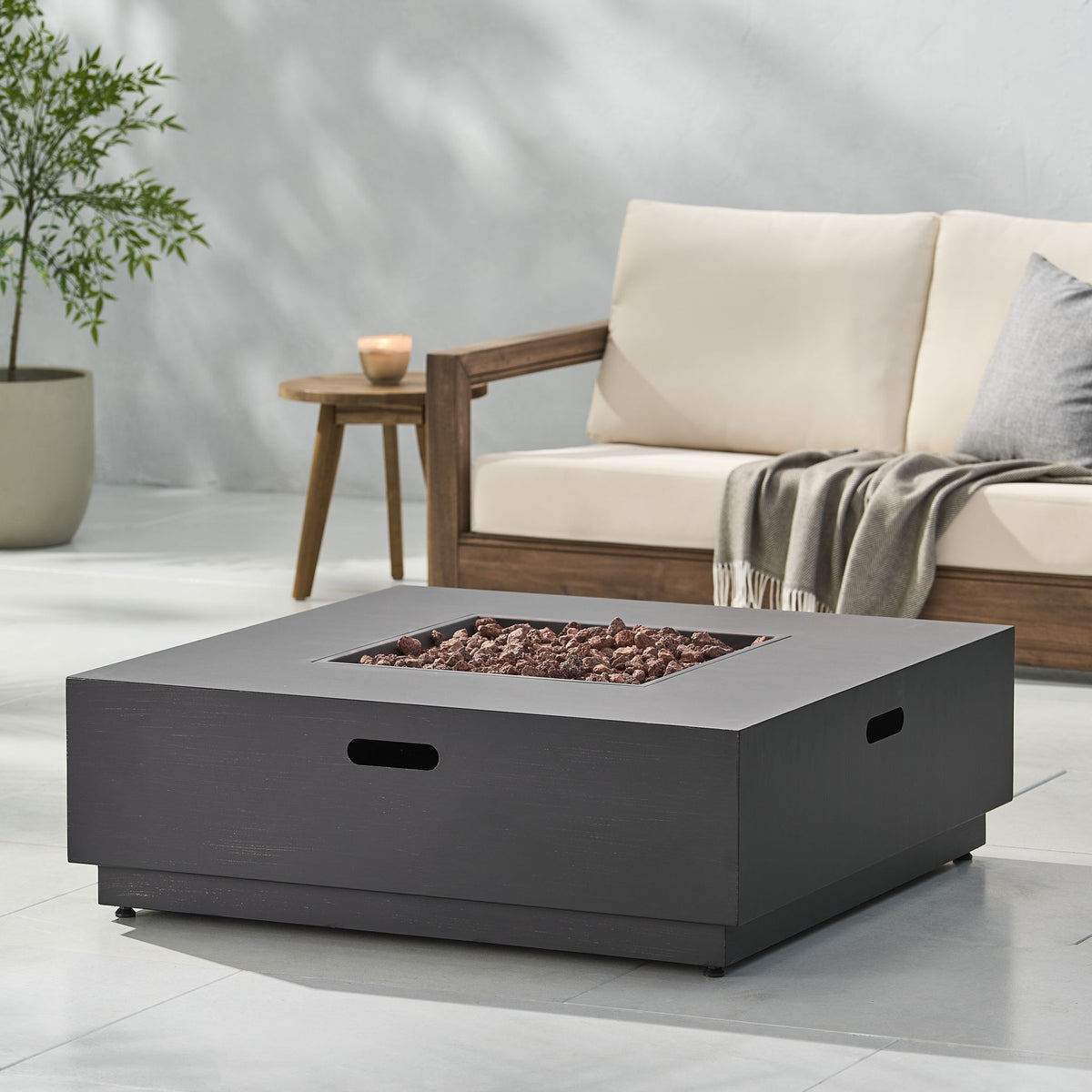 Modern Square Fire Pit With 50, 000 Btu