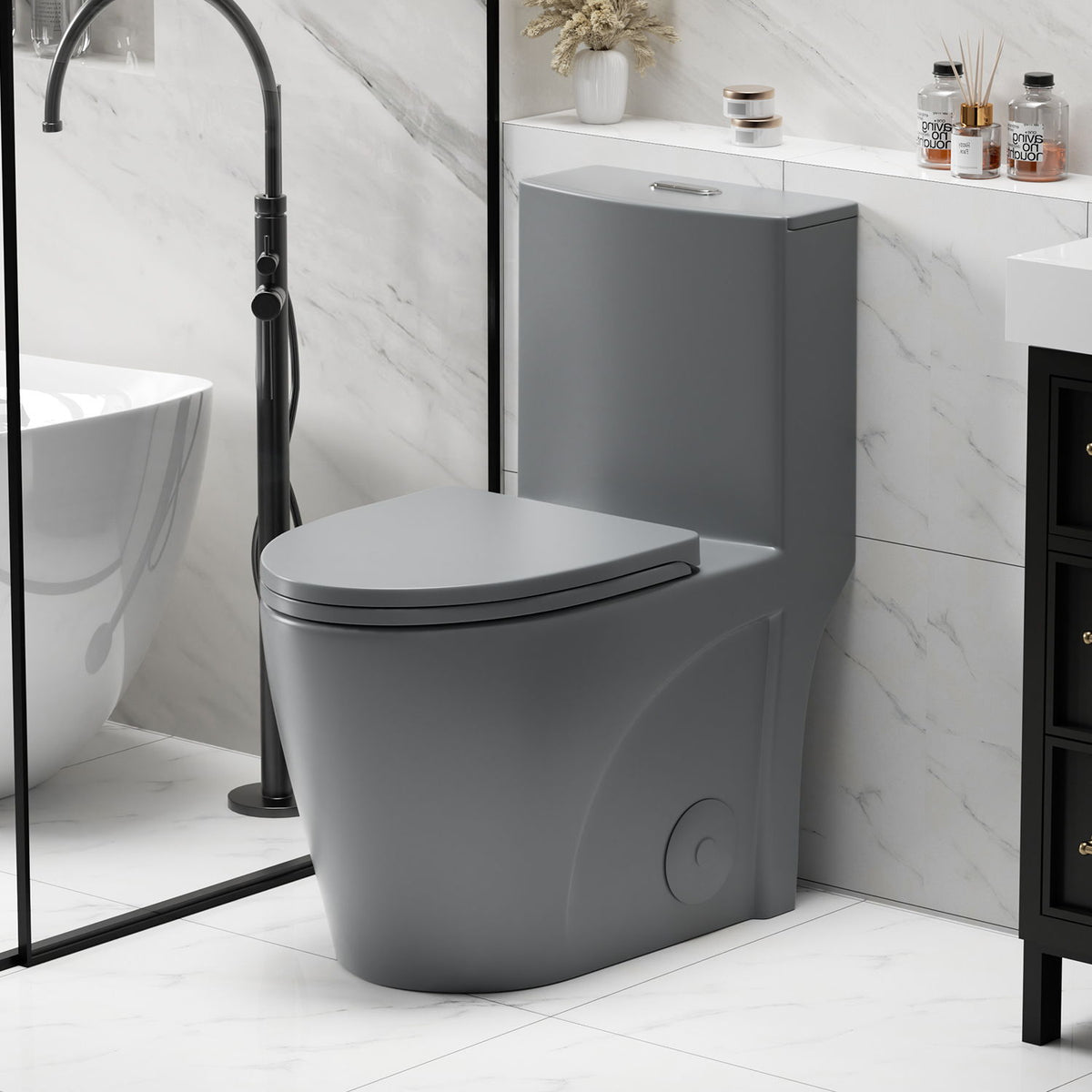 1 Piece Toilet With Tornado Flush, Dual Flush, And ADA Height Comfort Chair