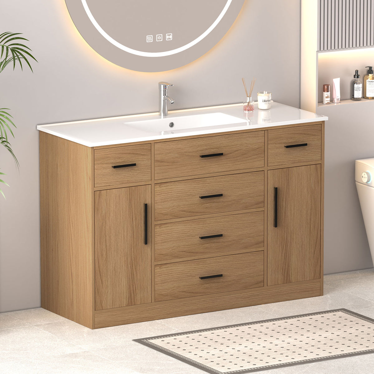 Bathroom Vanity With Abundant Storage 2 Soft Close Doors And 6 Drawers