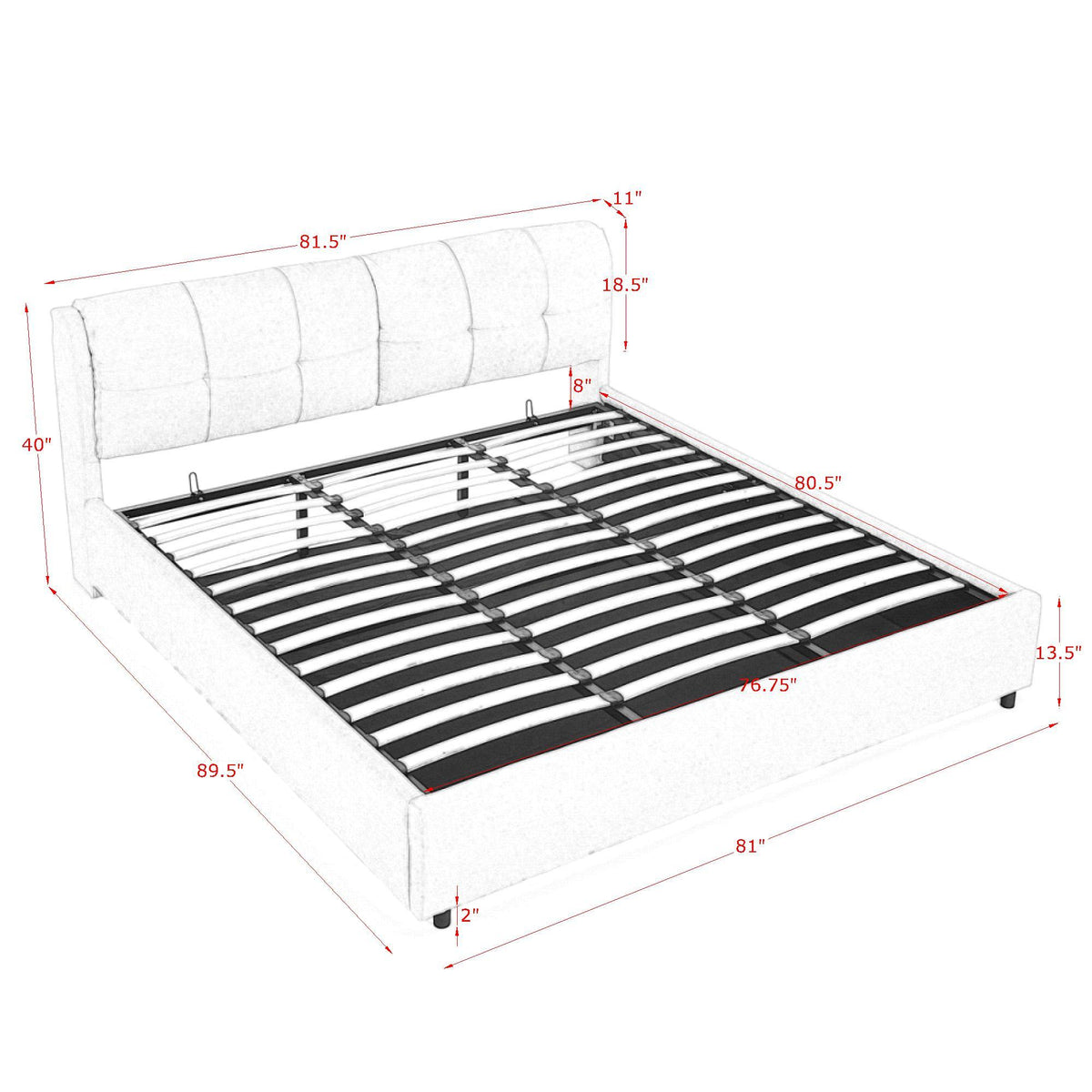 Storage Upholstered Hydraulic Platform Bed With Integrated Headboard